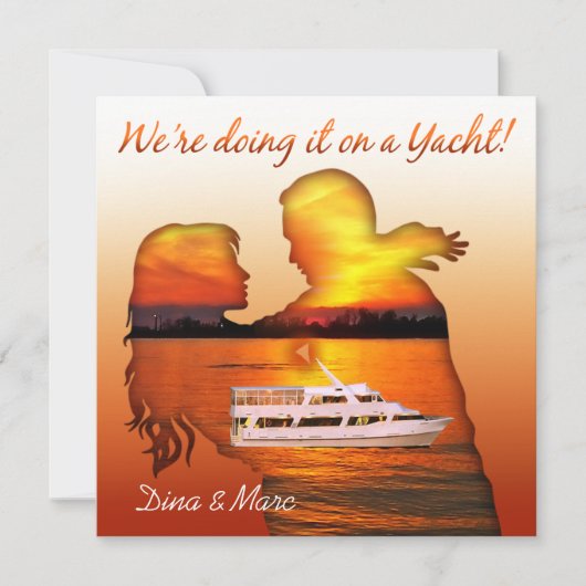 Romantic Beach Couple Nautical Yacht Weddenschap Kaart (Voorkant)