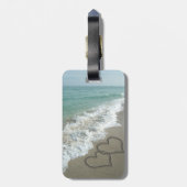Romantic Beach Hearts Bagagelabel (Achterkant verticaal)