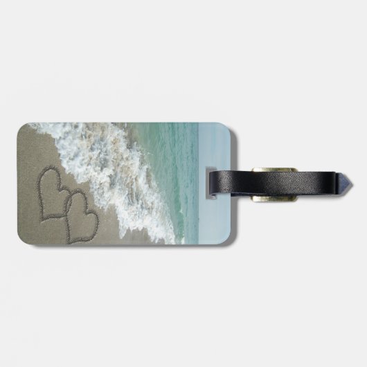 Romantic Beach Hearts Bagagelabel (Achterkant horizontaal)