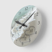 Romantic Beach Hearts Ronde Klok (Hoek)