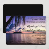 Romantic Beach Paars Sunset Weddenschap Kaart (Voorkant / Achterkant)