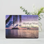 Romantic Beach Paars Sunset Weddenschap Kaart (Staand voorkant)