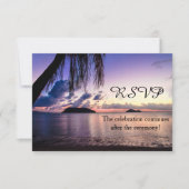 Romantic Beach Paars Sunset Weddenschap RSVP (Voorkant)