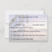 Romantic Beach Paars Sunset Weddenschap RSVP (Achterkant)