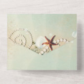 Romantic Beach Starfish & Pearls Elegant Wedding All In One Uitnodiging (Achterkant)