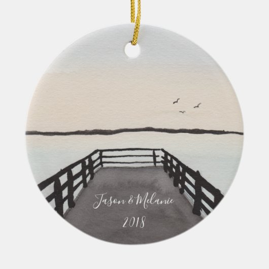 Romantic Beach Sunset Keramisch Ornament (Voorkant)