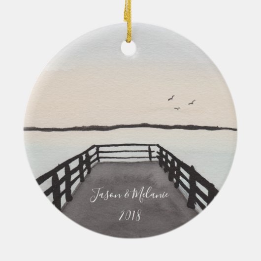 Romantic Beach Sunset Keramisch Ornament (Achterkant)