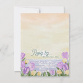 Romantic Beach Sunset Purple Florals Wedding Reply RSVP Kaartje (Voorkant)