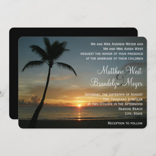 Romantic Beach Sunset Weddenschap Kaart (Voorkant / Achterkant)