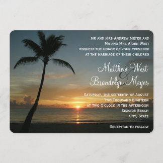 Romantic Beach Sunset Weddenschap Kaart