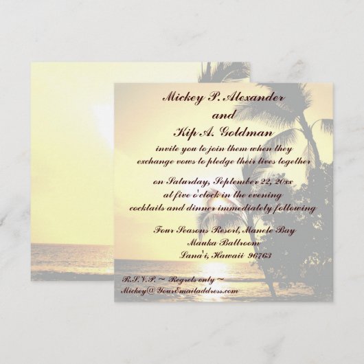 Romantic Beach Wedding Celebration Kaart (Voorkant / Achterkant)