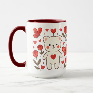 Romantic Bear Heart Ceramic Mug Mok