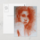 ROMANTIC BEAUTY/Vrouw portret Sepia Brown Briefkaart (Voorkant / Achterkant)