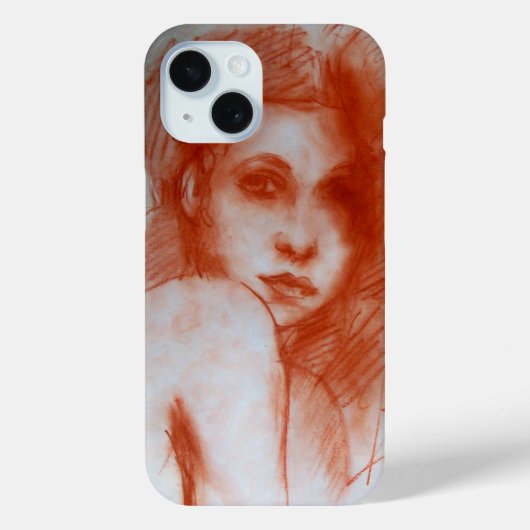 ROMANTIC BEAUTY/Vrouw portret Sepia Brown Case-Mate iPhone Case (Achterkant)