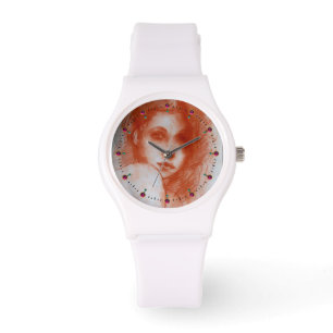 ROMANTIC BEAUTY/Vrouw portret Sepia Brown Horloge