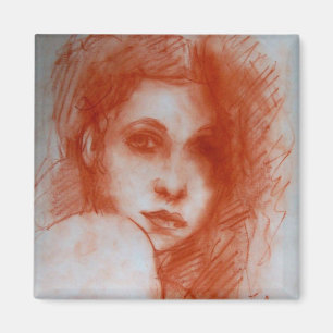 ROMANTIC BEAUTY/Vrouw portret Sepia Brown Magneet