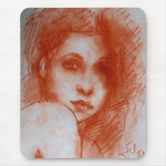 ROMANTIC BEAUTY/Vrouw portret Sepia Brown Muismat (Voorkant)