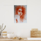 ROMANTIC BEAUTY/Vrouw portret Sepia Brown Poster (Keuken)
