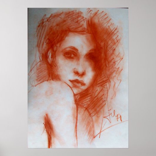 ROMANTIC BEAUTY/Vrouw portret Sepia Brown Poster (Voorkant)