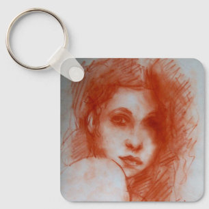 ROMANTIC BEAUTY/Vrouw portret Sepia Brown Sleutelhanger