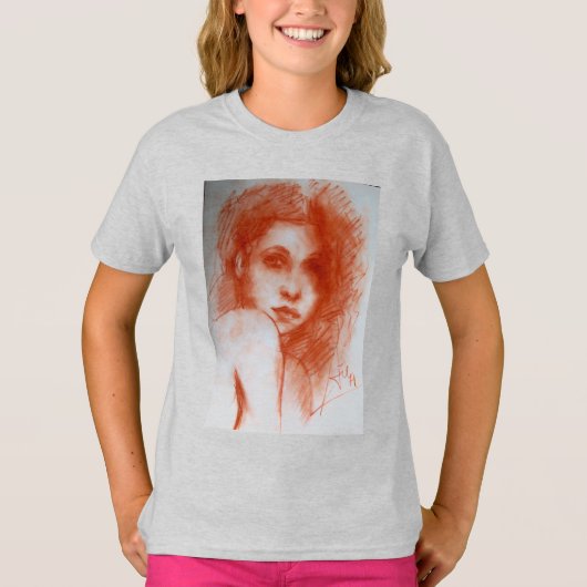 ROMANTIC BEAUTY/Vrouw portret Sepia Brown T-shirt (Voorkant)