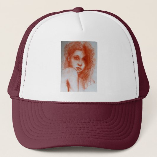 ROMANTIC BEAUTY/Vrouw portret Sepia Brown Trucker Pet (Voorkant)