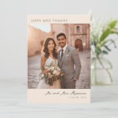Romantic Beige Elegant Photo Bedankkaart (Staand voorkant)