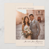 Romantic Beige Elegant Photo Bedankkaart (Voorkant / Achterkant)