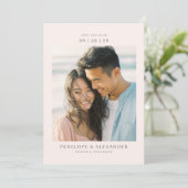 Romantic Beige Minimalist Photo Save The Date (Staand voorkant)