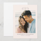 Romantic Beige Minimalist Photo Save The Date (Voorkant / Achterkant)