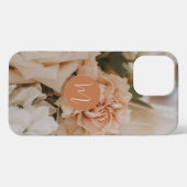 Romantic beige roos initiaal, monogrammed girly iPhone hoesje (Achterkant horizontaal)