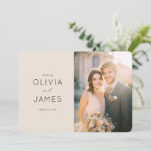 Romantic Beige Wedding Invitation Bedankkaart (Staand voorkant)