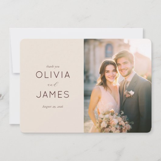 Romantic Beige Wedding Invitation Bedankkaart (Voorkant)