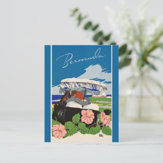 Romantic Bermuda retro vintage Briefkaart (Staand voorkant)