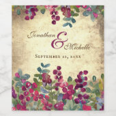 Romantic Berries en Greenery Garden Wedding Wijn Etiket (Enkel label)