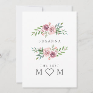 Romantic Best Mam Floral Wreator Monogram in Roze Feestdagenkaart