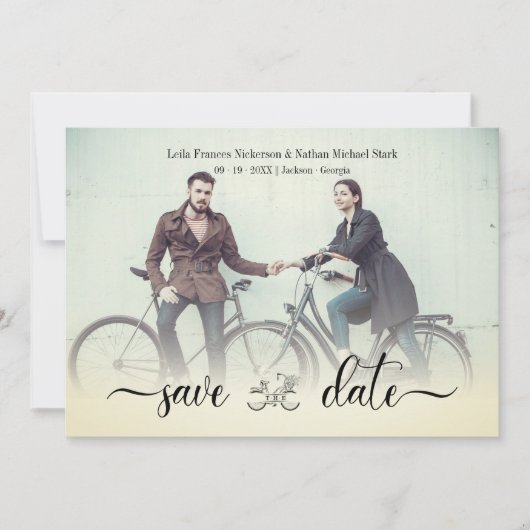 Romantic  Bike Custom Wedding Couple Foto (Voorkant)