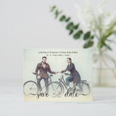 Romantic Bike Custom Wedding Couple Foto Briefkaart (Staand voorkant)