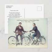 Romantic Bike Custom Wedding Couple Foto Briefkaart (Voorkant / Achterkant)