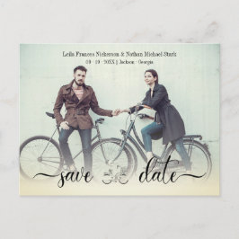 Romantic Bike Custom Wedding Couple Foto Briefkaart