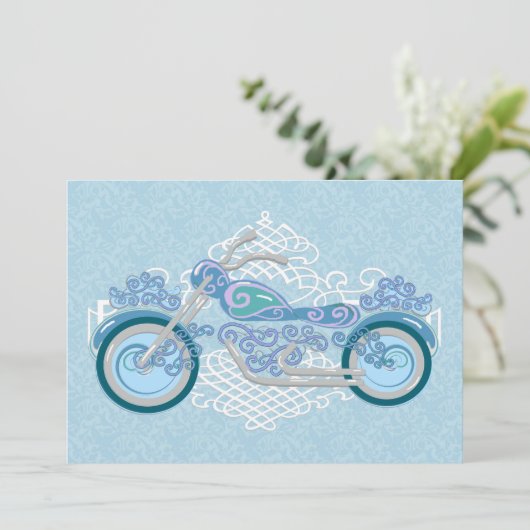 Romantic Biker Motorcycle Wedding Uitnodiging (Staand voorkant)