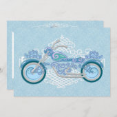 Romantic Biker Motorcycle Wedding Uitnodiging (Voorkant / Achterkant)