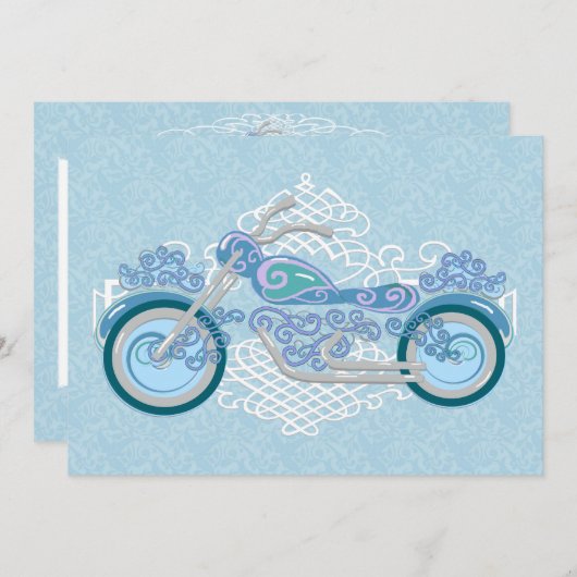 Romantic Biker Motorcycle Wedding Uitnodiging (Voorkant / Achterkant)