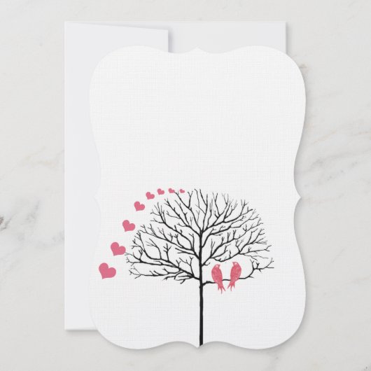 Romantic Birds Honeysuckle Pink Wedding Invite Kaart (Achterkant)