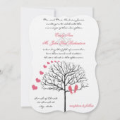 Romantic Birds Honeysuckle Pink Wedding Invite Kaart (Voorkant)