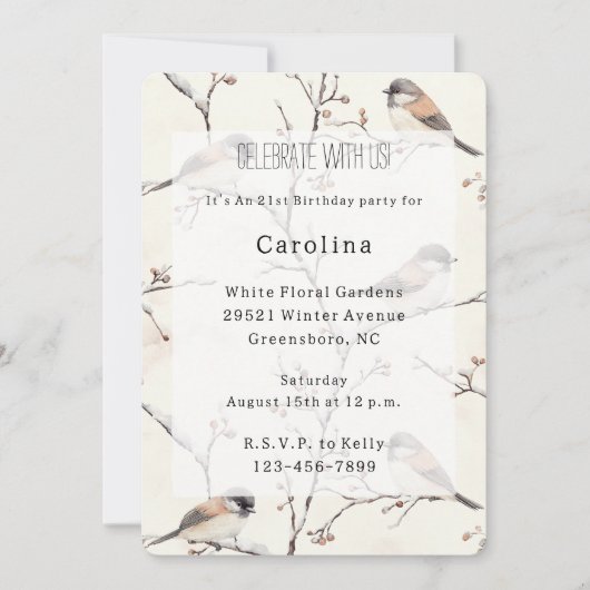 Romantic Birds in a Tree Birthday Kaart (Voorkant)