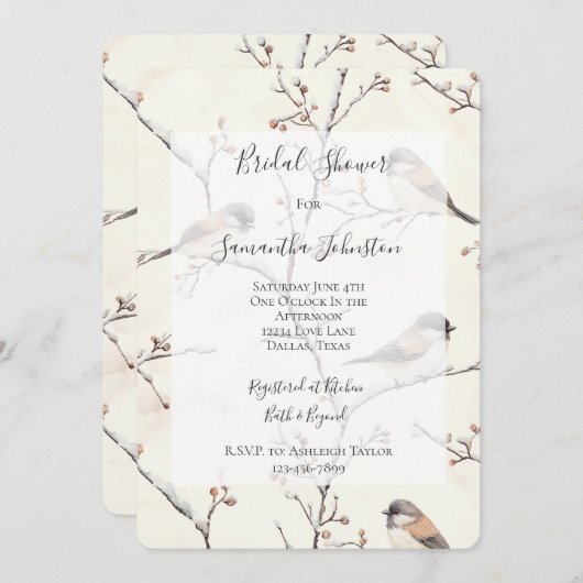 Romantic Birds in a Tree Bridal Shower Kaart (Voorkant / Achterkant)