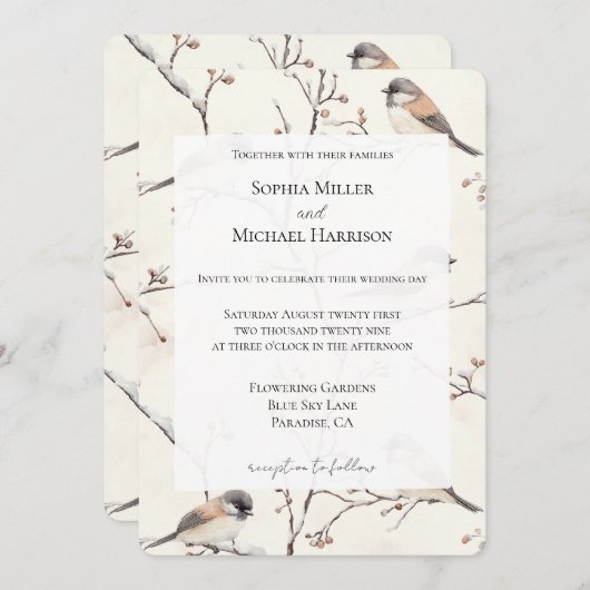Romantic Birds in a Tree Wedding Kaart (Voorkant / Achterkant)
