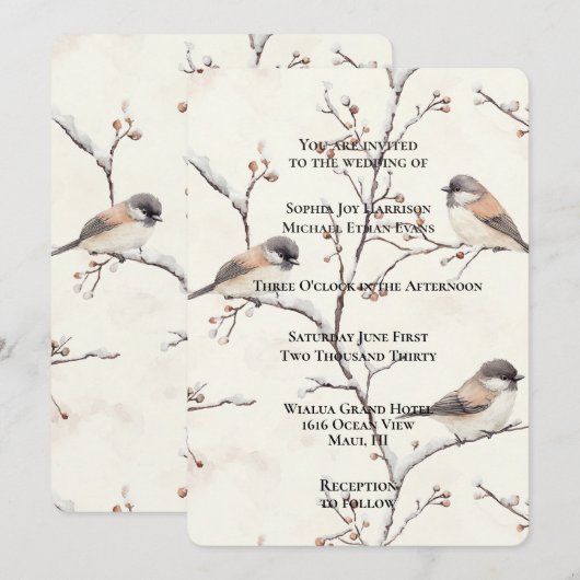 Romantic Birds in a Tree Wedding Kaart (Voorkant / Achterkant)