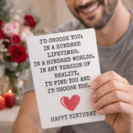 Romantic Birthday Card for Wife – I’d Choose You Feestdagenkaart